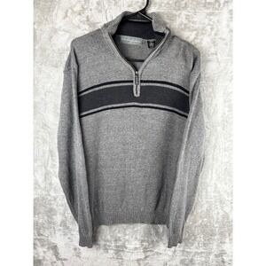 Oscar de la Renta Gray Quarter Zip Sweater Mens Medium Cotton Pullover‎ Classic